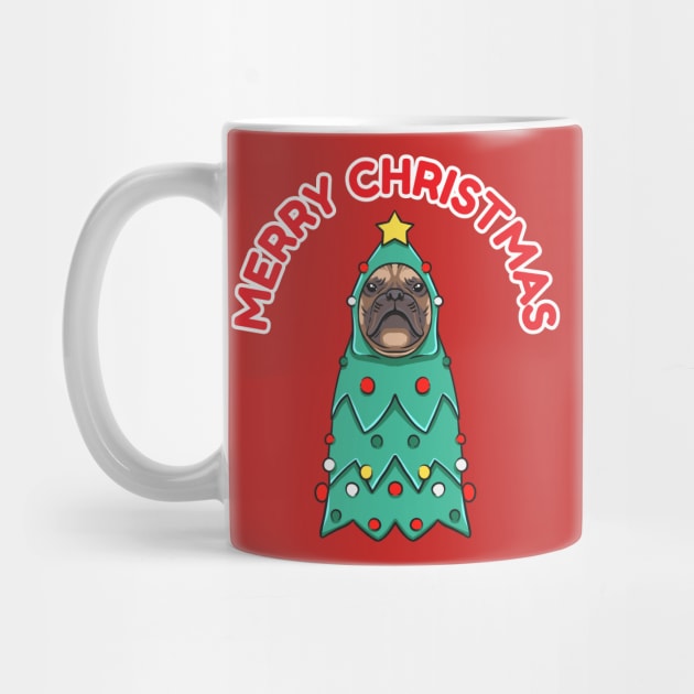 Bulldog dog in christmas tree costume by Wahyuwm48